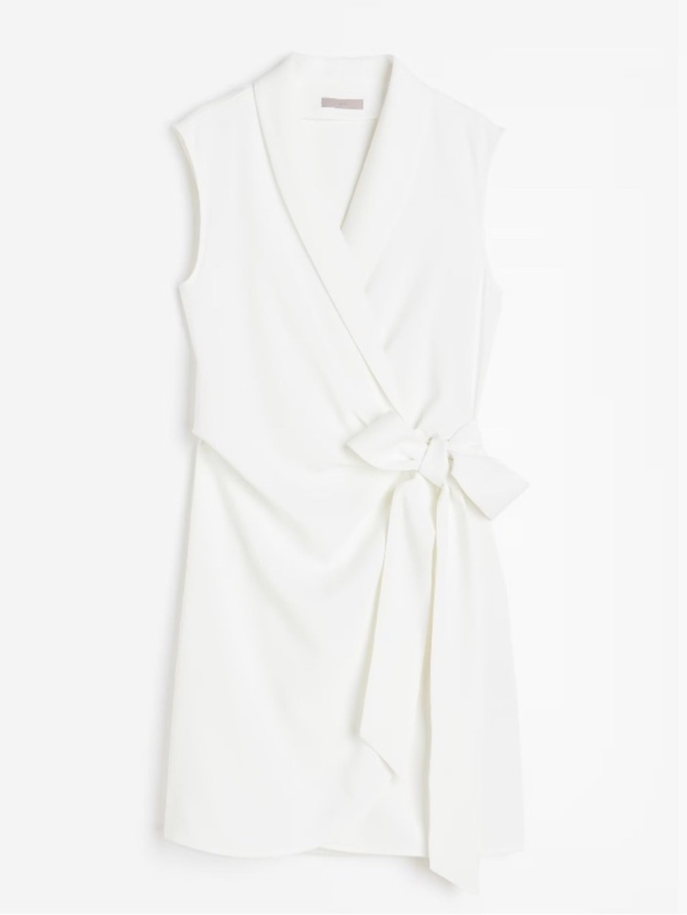 H&M White Sleeveless Wrap Dress with Side Tie